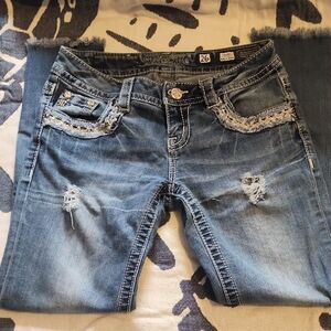 Miss Me Blue Distressed Cropped Jeans